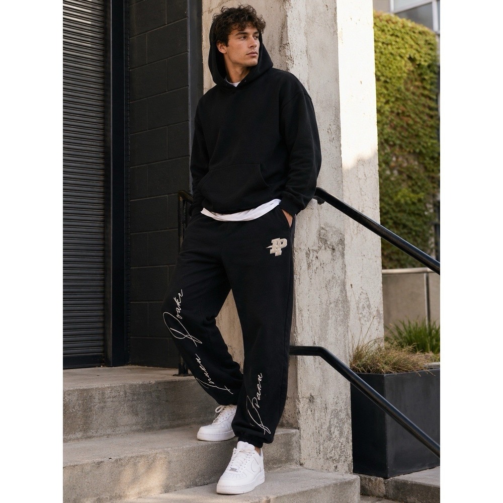 Inaka Power Black Fleece Jogger Sweatpants XL‎ Embroidered Logo Streetwear